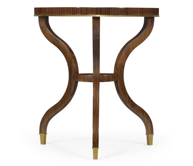 Triangular Dark Santos & Brass Side Table