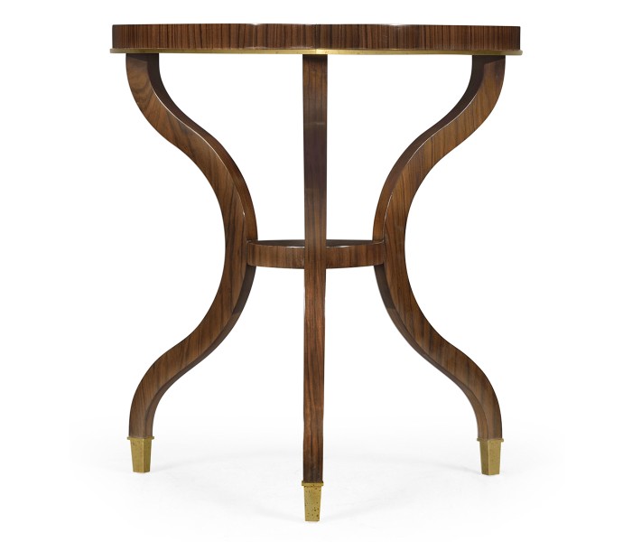 Triangular Dark Santos & Brass Side Table