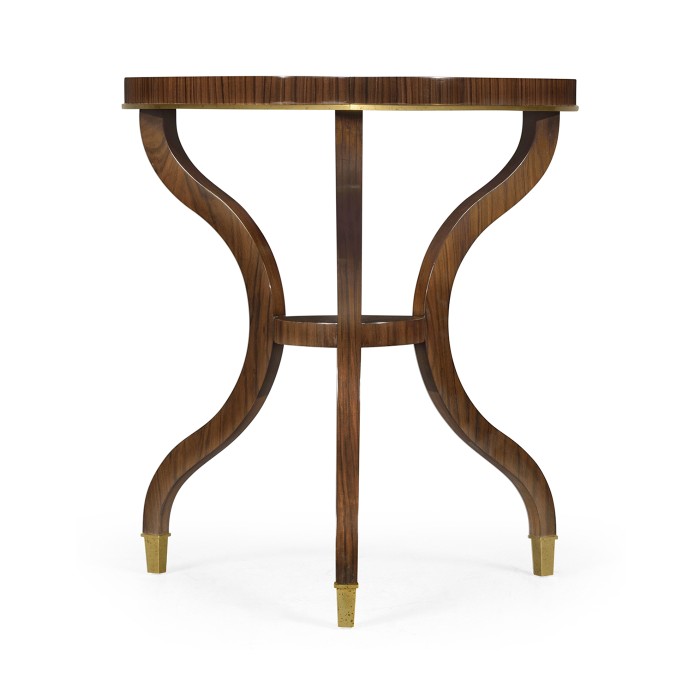 Triangular Dark Santos & Brass Side Table