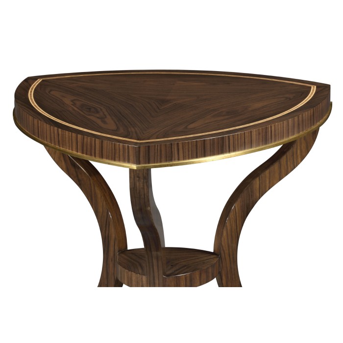 Triangular Dark Santos & Brass Side Table