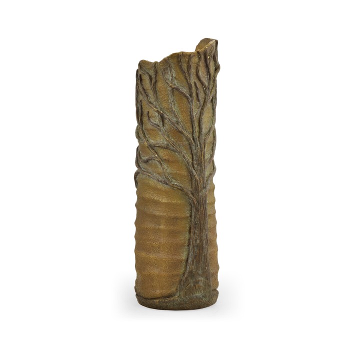 Antique Light Brown Brass Tree Vase