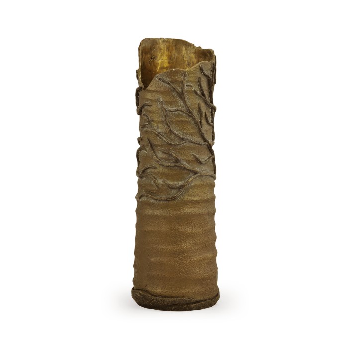 Antique Light Brown Brass Tree Vase