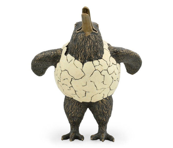 Antique Dark Bronze Kiwi in Broken Eggshell