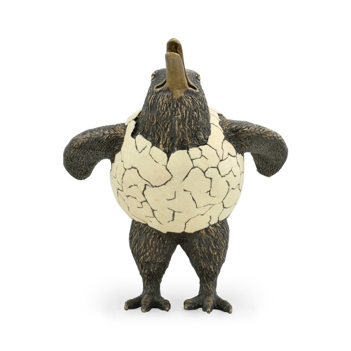 Antique Dark Bronze Kiwi in Broken Eggshell