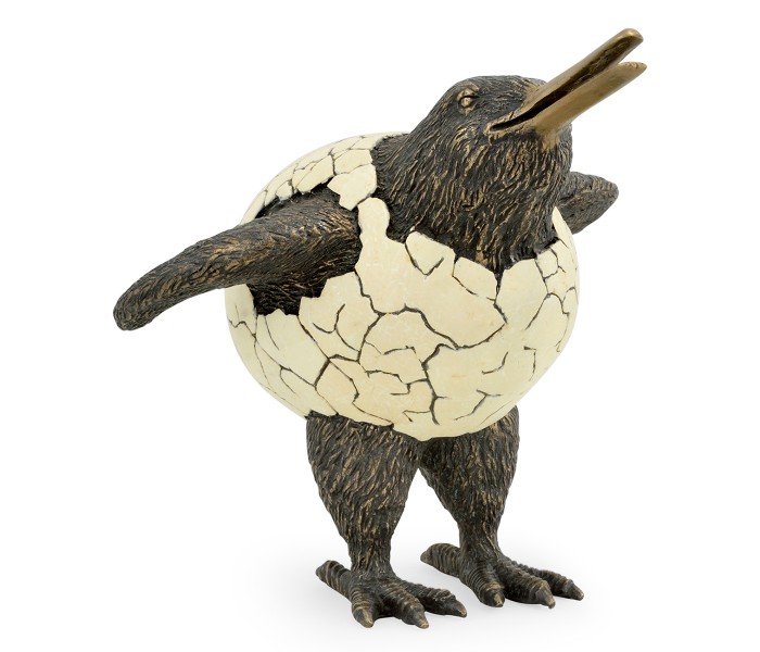 Antique Dark Bronze Kiwi in Broken Eggshell