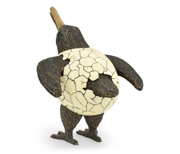 Antique Dark Bronze Kiwi in Broken Eggshell