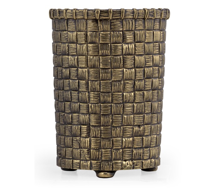 Woven Light Antique Brass Pencil Cup