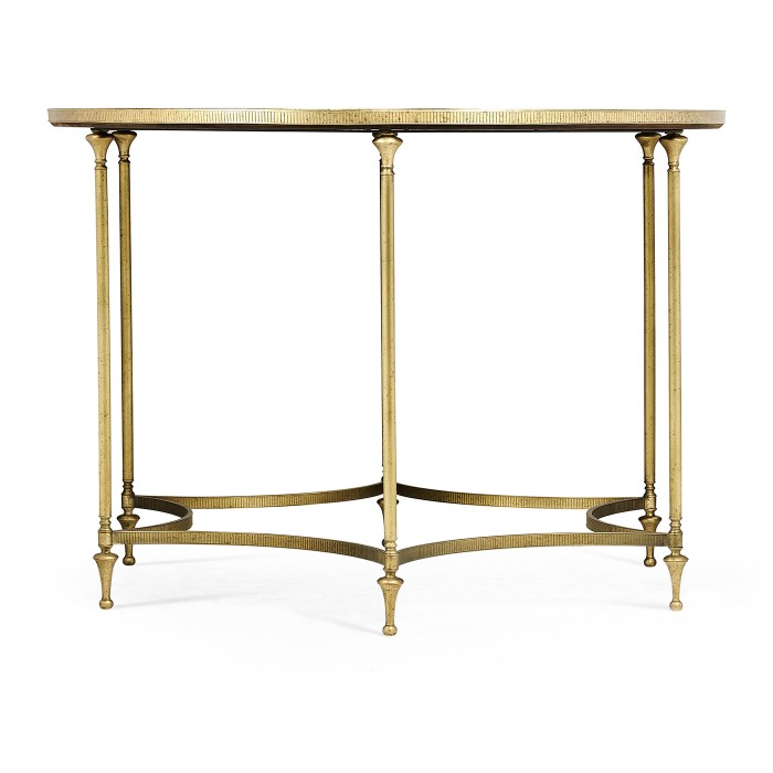 Round Dark Santos & Brass Centre Table with Six Leg Base