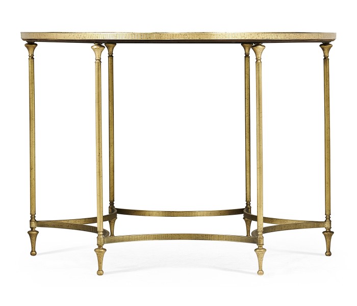 Round Dark Santos & Brass Centre Table with Six Leg Base
