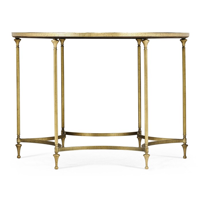 Round Dark Santos & Brass Centre Table with Six Leg Base