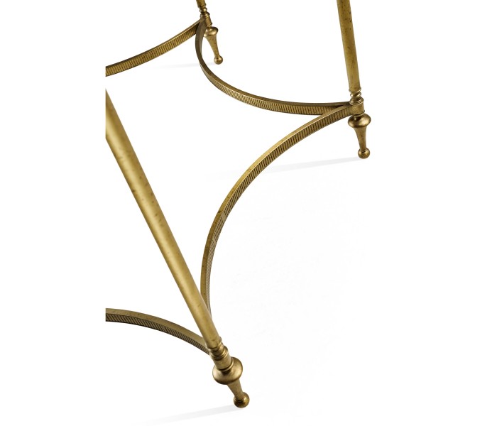 Round Dark Santos & Brass Centre Table with Six Leg Base