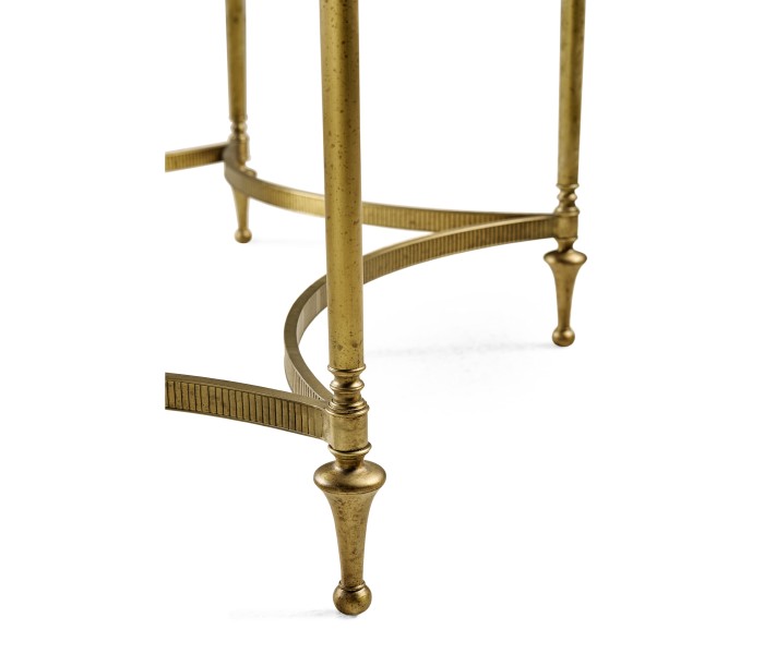 Round Dark Santos & Brass Centre Table with Six Leg Base