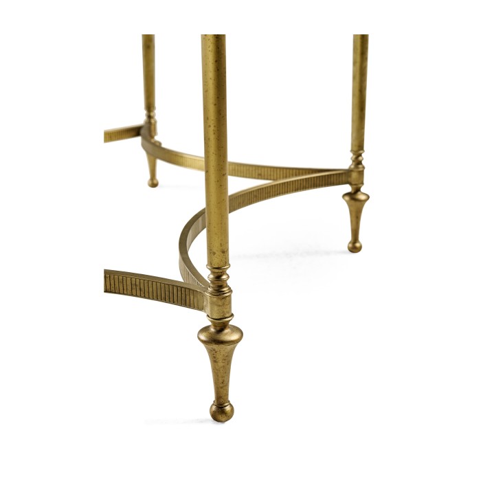 Round Dark Santos & Brass Centre Table with Six Leg Base