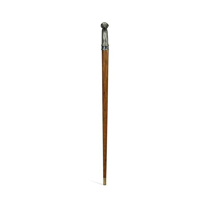 Mahogany Walking Stick with Brass Dog Topper