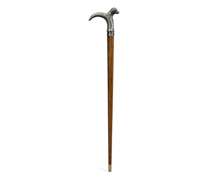 Mahogany Walking Stick with Brass Dog Topper