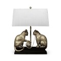 Antique Dark Bronze Cats & Yarn Lamp