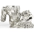 White Stainless Steel Foo Dog Bookends