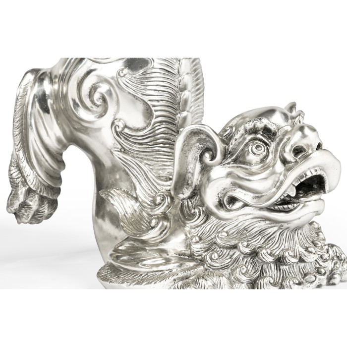 White Stainless Steel Foo Dog Bookends