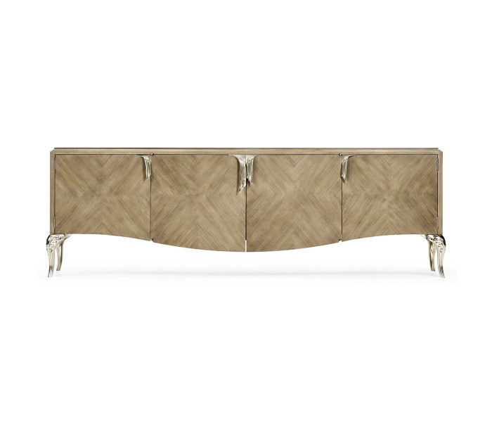 Rivoli Walnut & White Stainless Steel Entertainment Unit