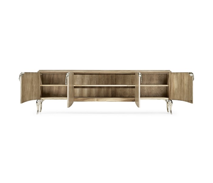 Rivoli Walnut & White Stainless Steel Entertainment Unit