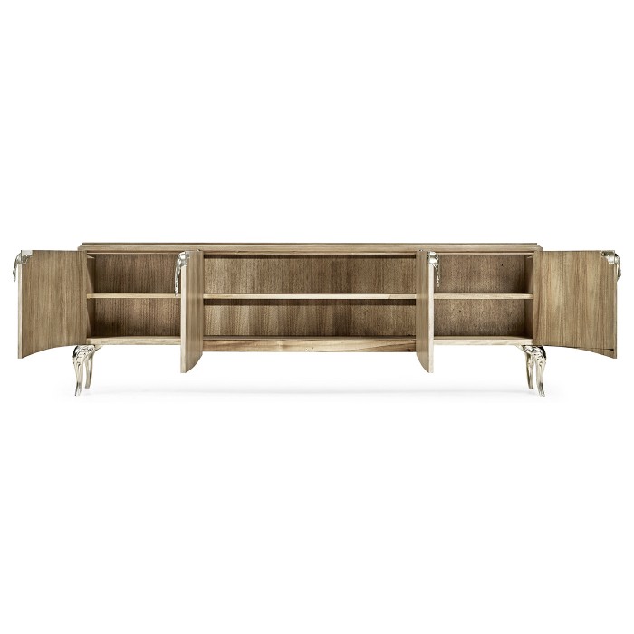 Rivoli Walnut & White Stainless Steel Entertainment Unit