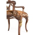 Sheraton Style Burl Walnut Oval Back Arm Chair
