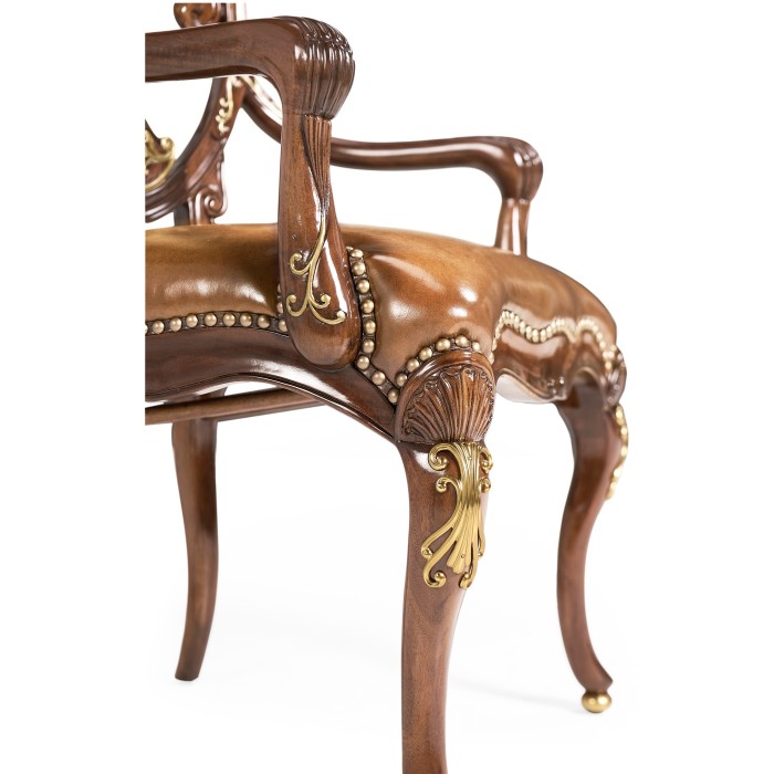 Sheraton Style Burl Walnut Oval Back Arm Chair