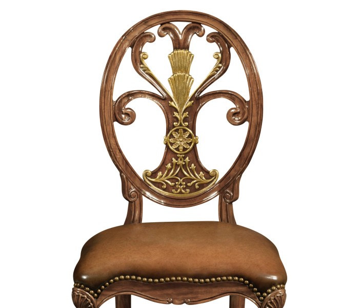 Sheraton Style Burl Walnut Oval Back Side Chair
