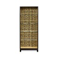 Black Display Cabinet with Interior Geometric Pattern