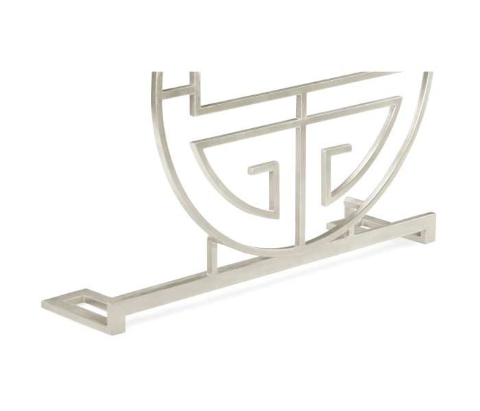 Silver Oriental Medallion Smoky Black Console Table 