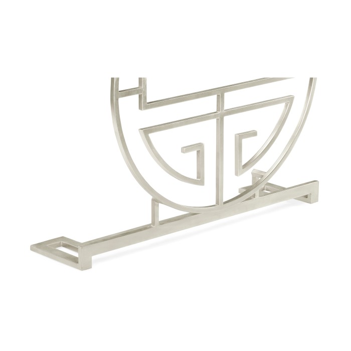 Silver Oriental Medallion Smoky Black Console Table 