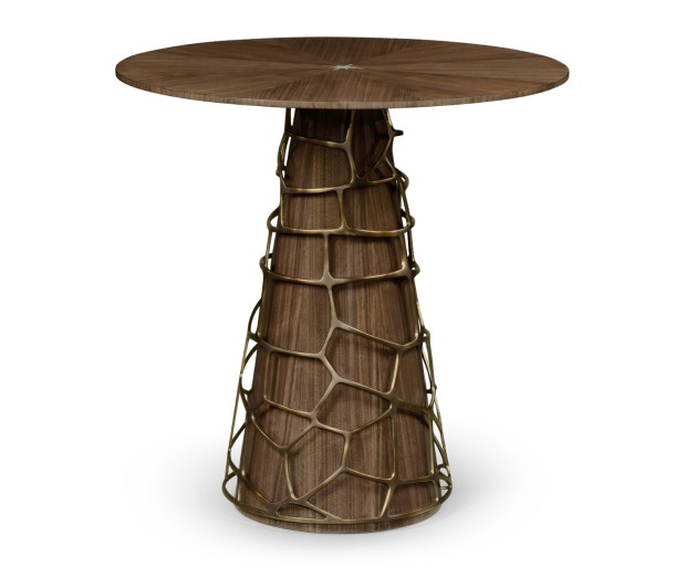 Circular Natural Walnut Bar Table 40