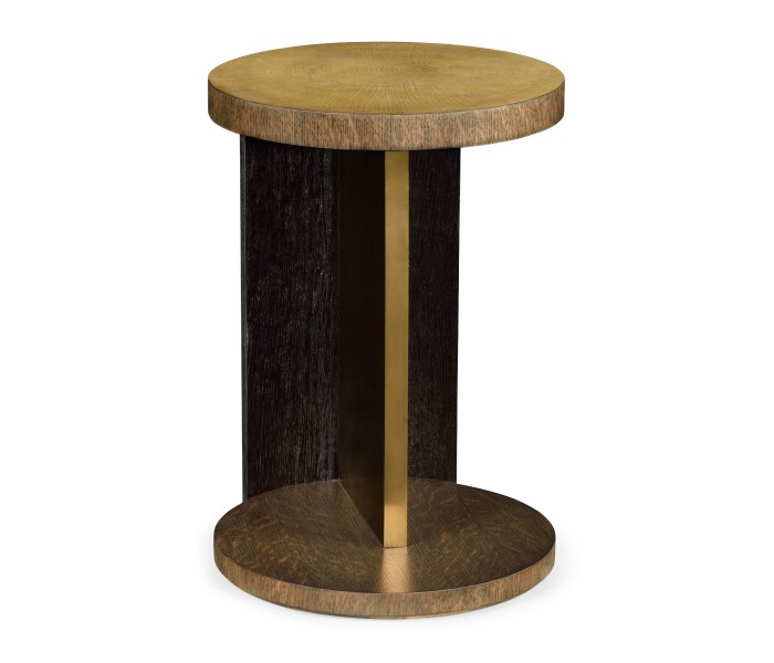 Round Oak with Large Oyster Side Table