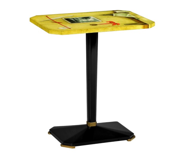 Rectangular Black & Trompe L'oeil Side Table