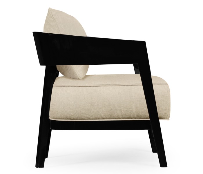 Smoky Black Tub Chair with Back Pillow
