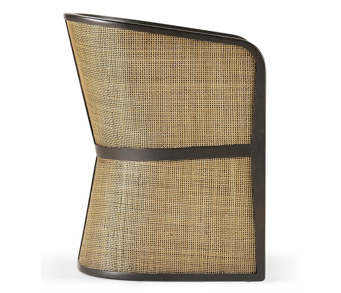 Dark Brown Ash & Woven Rattan Tub Chair