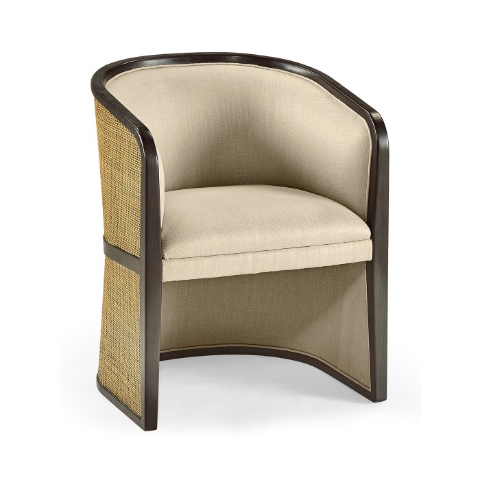 Dark Brown Ash & Woven Rattan Tub Chair