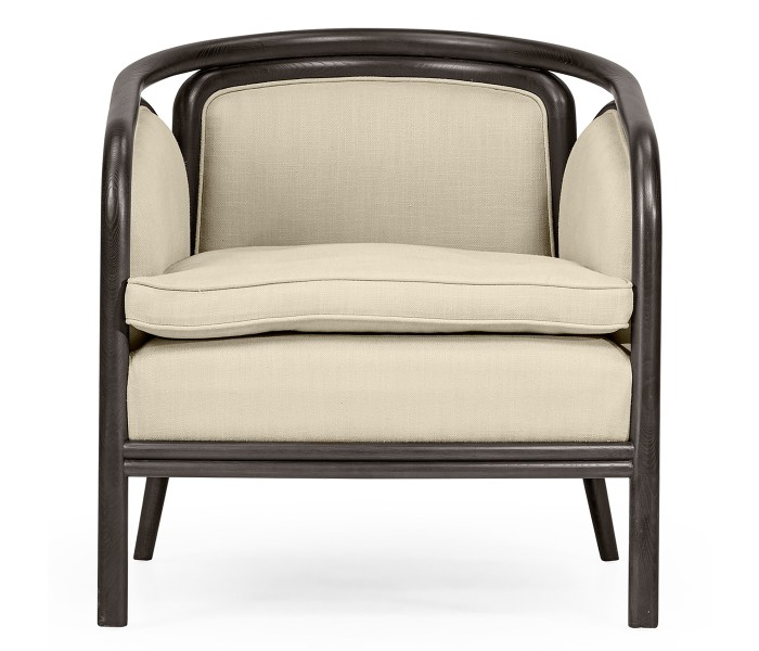 Dark Brown Ash & Woven Rattan Occasional Chair