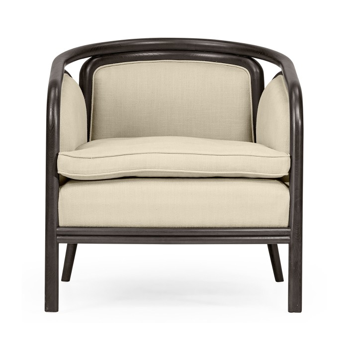 Dark Brown Ash & Woven Rattan Occasional Chair