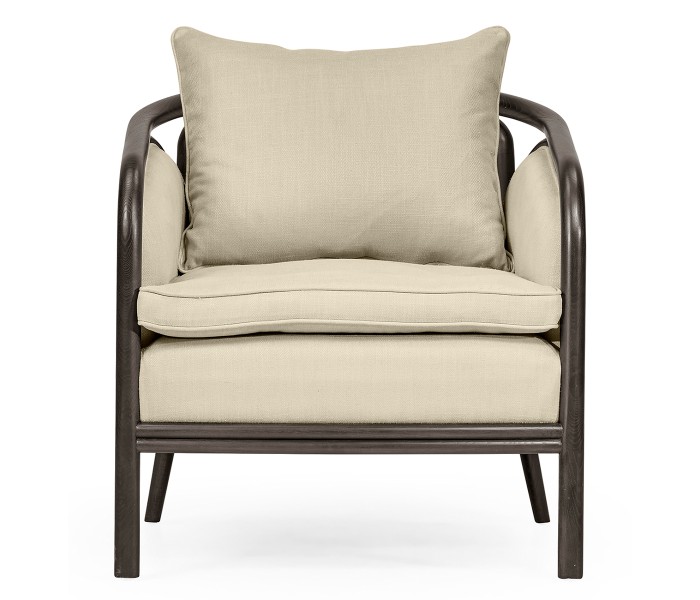 Dark Brown Ash & Woven Rattan Occasional Chair