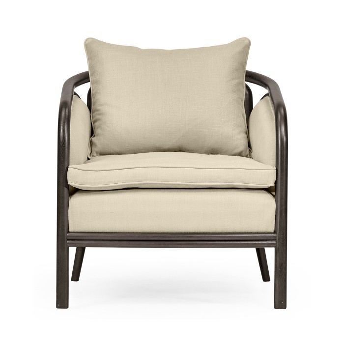 Dark Brown Ash & Woven Rattan Occasional Chair