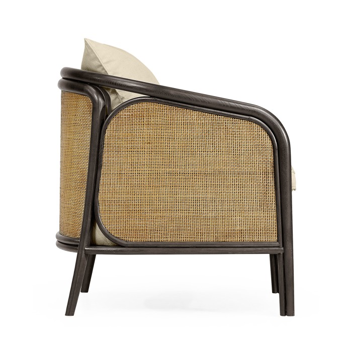 Dark Brown Ash & Woven Rattan Occasional Chair