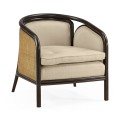 Dark Brown Ash & Woven Rattan Occasional Chair