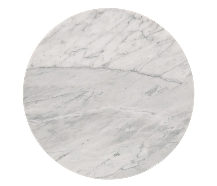 Round Stainless Steel & Faux Calacatta Oro Marble Side Table