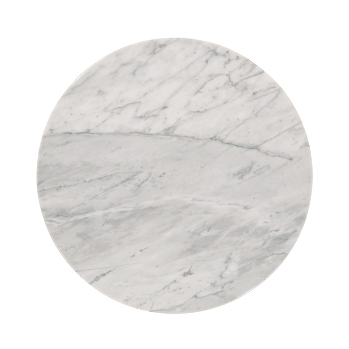 Round Stainless Steel & Faux Calacatta Oro Marble Side Table
