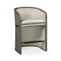 Grey & Dark Grey Rattan Tub Counter Stool