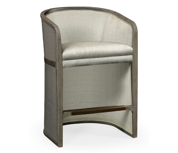 Grey & Dark Grey Rattan Tub Counter Stool