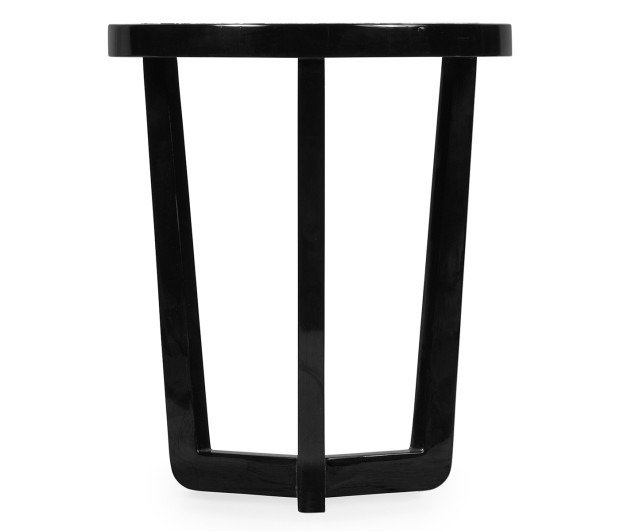 Small Black Gloss Side Table with Marble Top