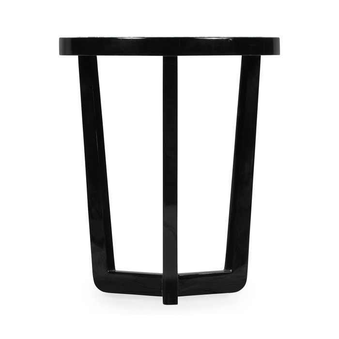 Small Black Gloss Side Table with Marble Top