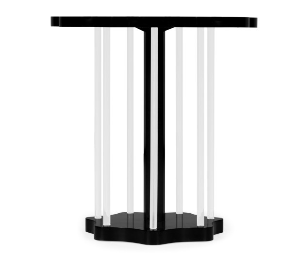 Op Art Floral Bright Satinwood & Acrylic Lamp Table